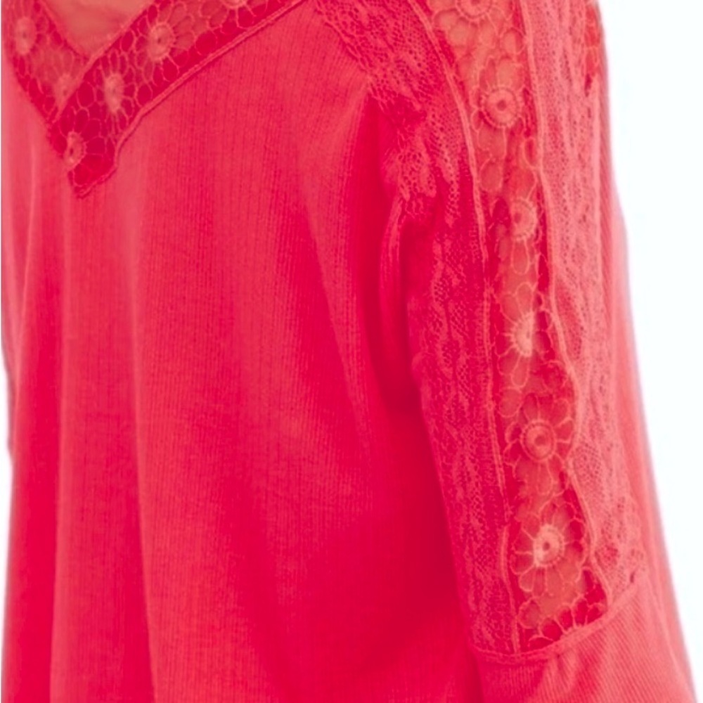 Free People Womens Lola Oversized Top Rose Crimson Red size small - Picture 3 of 10